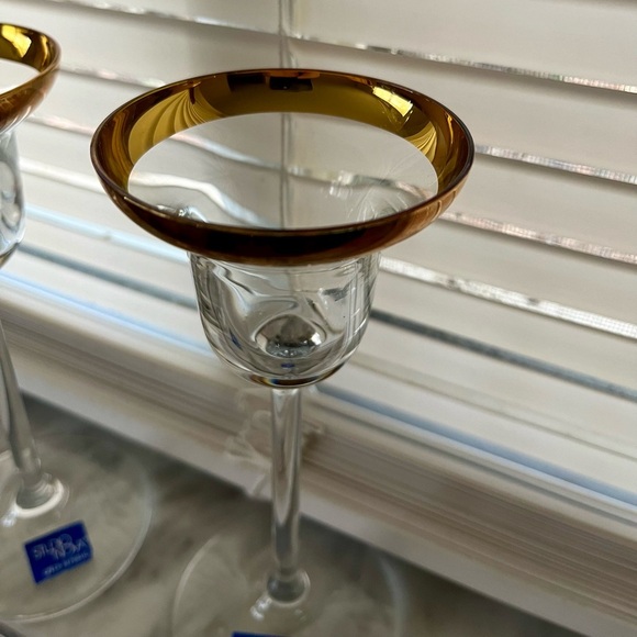 2 Studio Nova Gold Rimmed Candlestick Holders - Picture 9 of 10